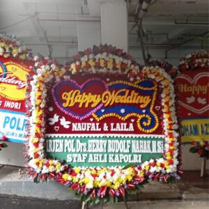 Bunga papan ucapan pernikahan desain elegan Tebet Florist