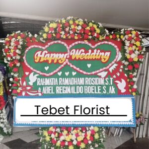 Bunga papan ucapan pernikahan hijau muda